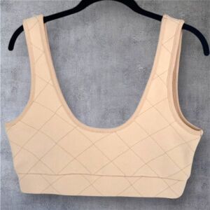 Mono B Cream Quilted Crop Top